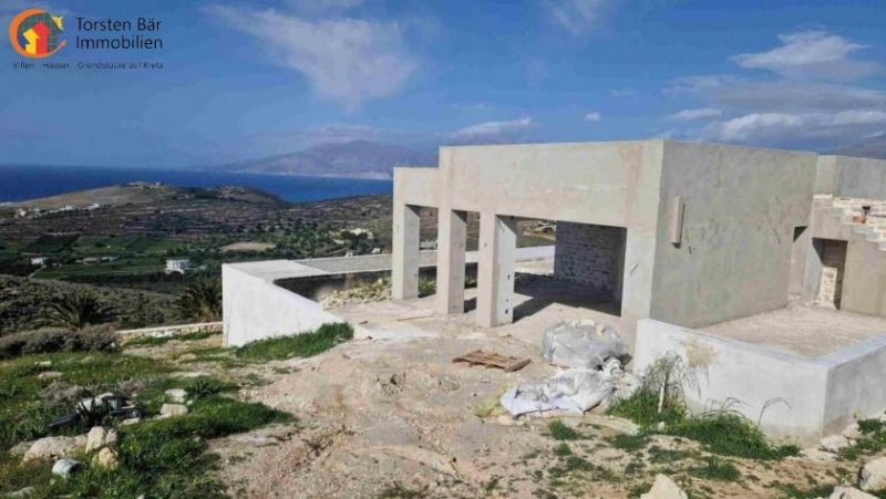 Kalamaki Kreta, Kalamaki ebenerdige Villa im Rohbau mit Panorama-Meerblick Haus kaufen